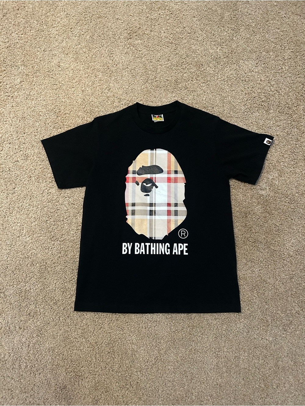 “ A Bathing Ape “ Bape x Burberry T-Shirt Mens Size Medium Black